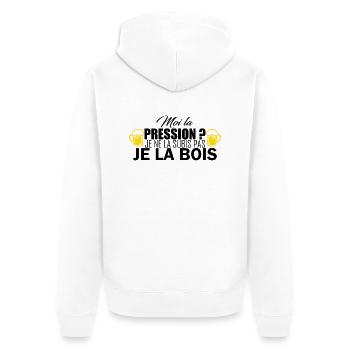 moi la pression - Unisex Premium Bio Zip Hoodie - Weiß - Hinten - Thijin (182cm)