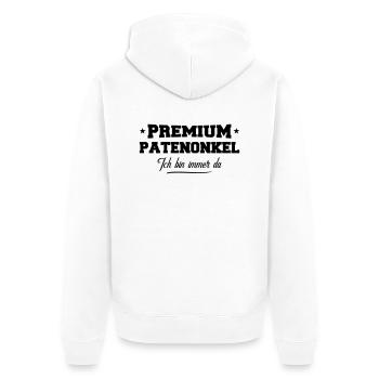 patenonkel premium - Unisex Premium Bio Zip Hoodie - Weiß - Hinten - Thijin (182cm)