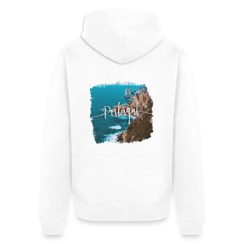 Portugal - Unisex Premium Bio Zip Hoodie - Weiß - Hinten - Thijin (182cm)
