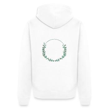 simpel_green_wreath - Unisex Premium Bio Zip Hoodie - Weiß - Hinten - Thijin (182cm)