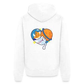 Die Katze im Universum - Unisex Premium Bio Zip Hoodie - Weiß - Hinten - Thijin (182cm)
