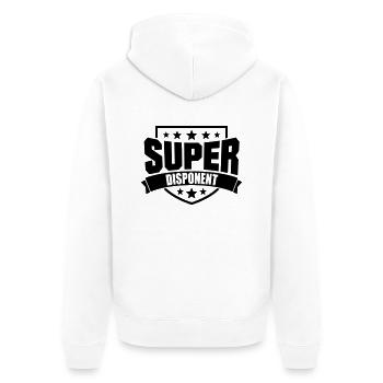 Super Disponent - Unisex Premium Bio Zip Hoodie - Weiß - Hinten - Thijin (182cm)