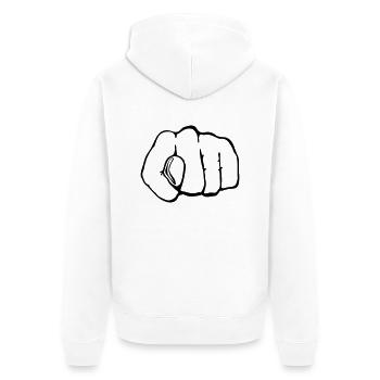 NAH fist - Unisex Premium Bio Zip Hoodie - Weiß - Hinten - Thijin (182cm)