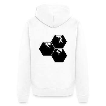 Bouldern Klettern Climbing - Unisex Premium Bio Zip Hoodie - Weiß - Hinten - Thijin (182cm)