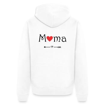 Wir lieben unsere Mama. Mama Liebe und Herz - Unisex Premium Bio Zip Hoodie - Weiß - Hinten - Thijin (182cm)