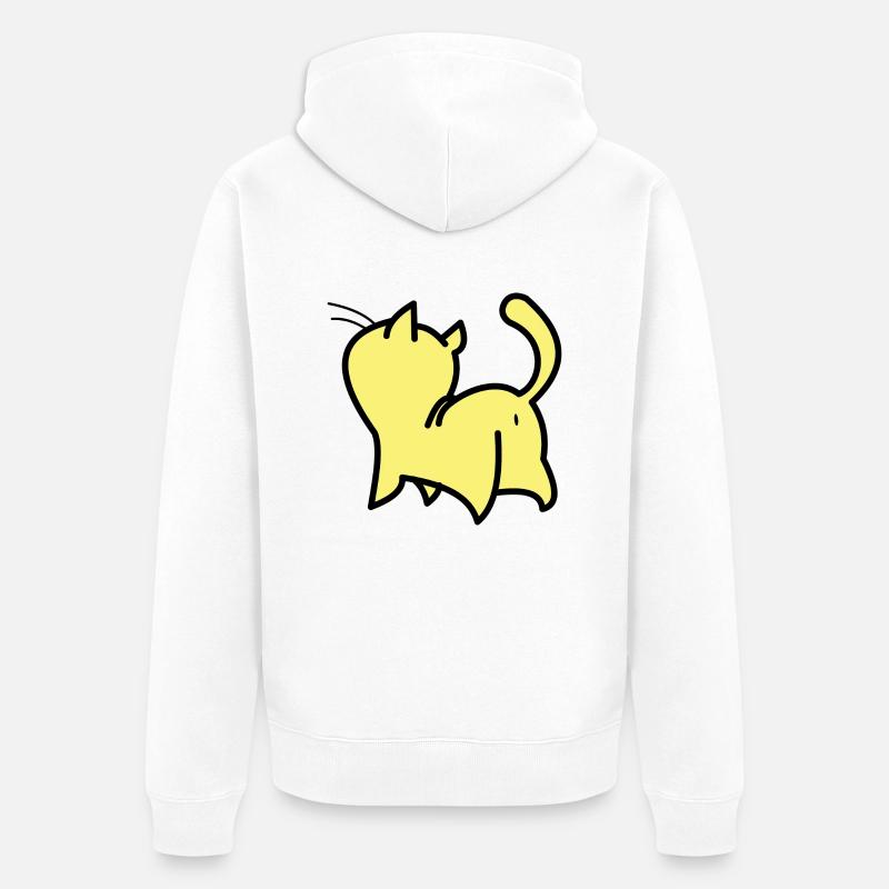 chat jaune - Veste à capuche bio Premium Unisexe - blanc