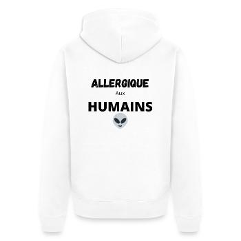 ALLERGIQUE AUX HUMAINS - Veste à capuche bio Premium Unisexe - blanc - Dos - Thijin (182cm)