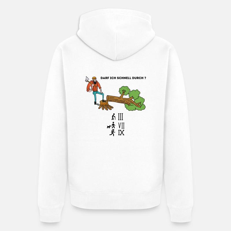 Darf ich schnell durch - Unisex Premium Bio Zip Hoodie - Weiß