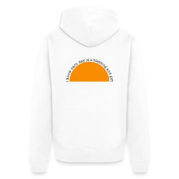 Positive Affirmation -Each day is a blessing... - Unisex Premium Organic Zip Hoodie - white - Back - Thijin (182cm)