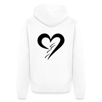 romantisches geschwungenes Herz für Valetninstag - Unisex Premium Bio Zip Hoodie - Weiß - Hinten - Thijin (182cm)