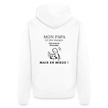 Papa manga lit des mangas ! - Veste à capuche bio Premium Unisexe - blanc - Dos - Thijin (182cm)