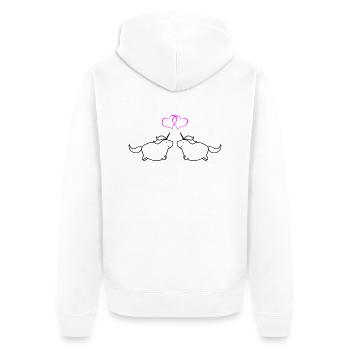 fat unicorns love - Unisex Premium Bio Zip Hoodie - Weiß - Hinten - Thijin (182cm)
