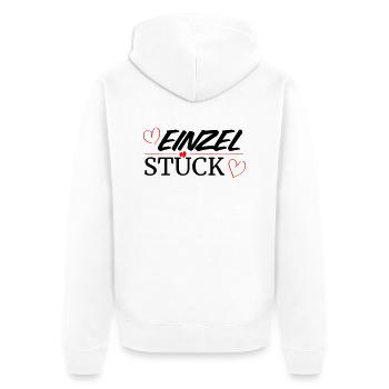 Einzelstück - Unisex Premium Bio Zip Hoodie - Weiß - Hinten - Thijin (182cm)