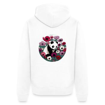 Flower Panda Bear - Unisex Premium Organic Zip Hoodie - white - Back - Thijin (182cm)
