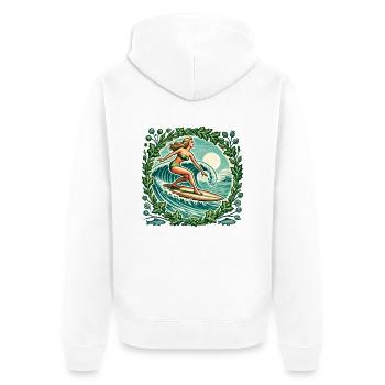 Surfer Girl - Unisex Premium Organic Zip Hoodie - white - Back - Thijin (182cm)