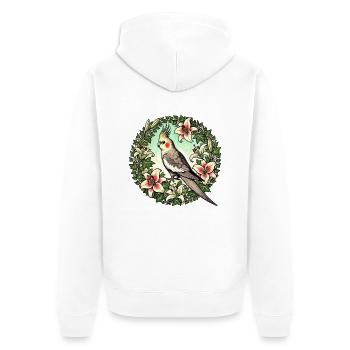 Nymphensittich - Unisex Premium Bio Zip Hoodie - Weiß - Hinten - Thijin (182cm)