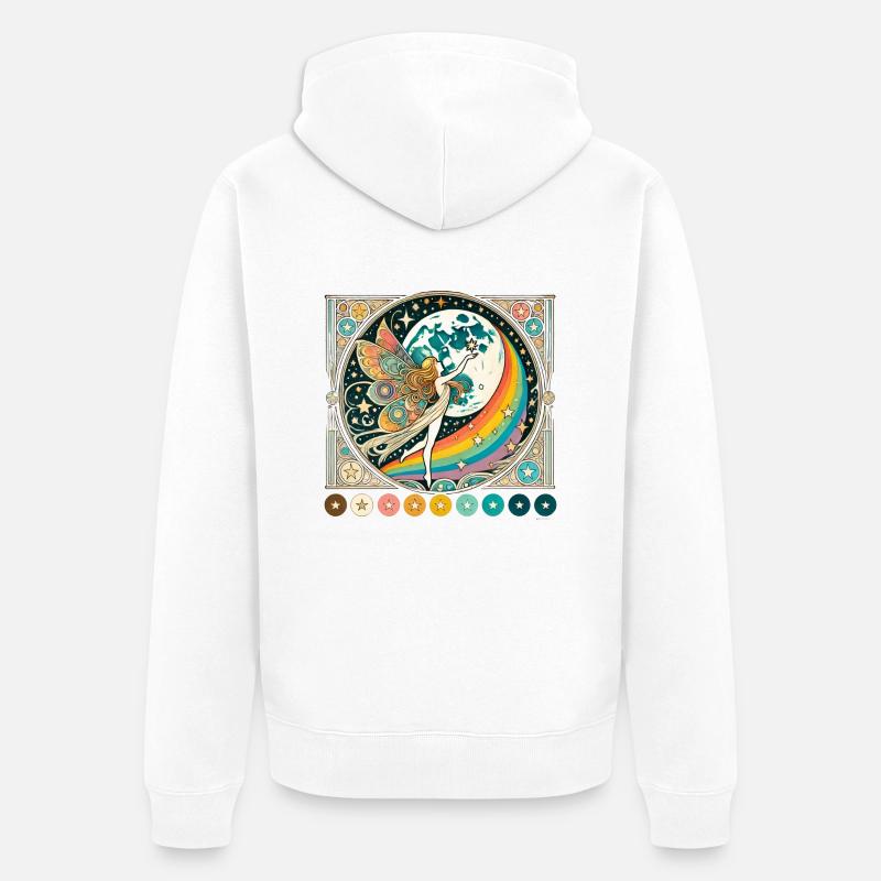 Fée arc-en-ciel rétro - Veste à capuche bio Premium Unisexe - blanc