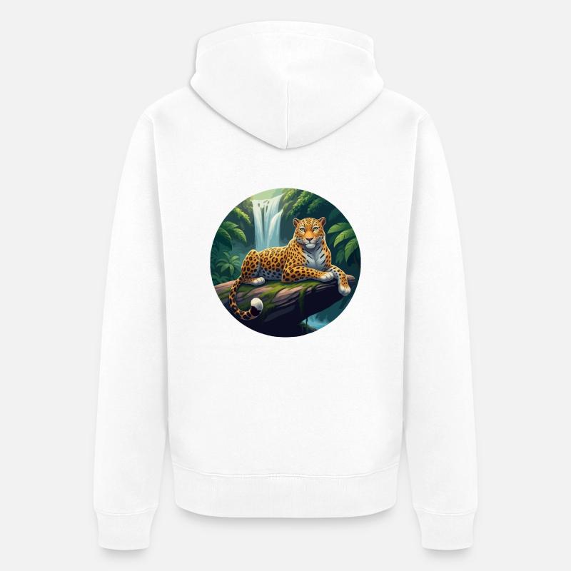 Jaguar dans la jungle - Veste à capuche bio Premium Unisexe - blanc
