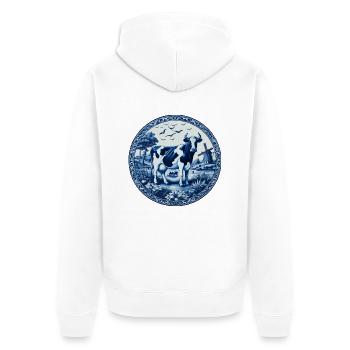 Vache bleue de Delft - Veste à capuche bio Premium Unisexe - blanc - Dos - Thijin (182cm)