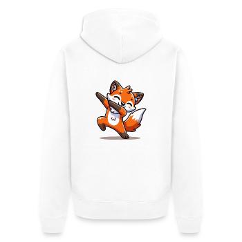 fuchs tier dabbing - Unisex Premium Bio Zip Hoodie - Weiß - Hinten - Thijin (182cm)