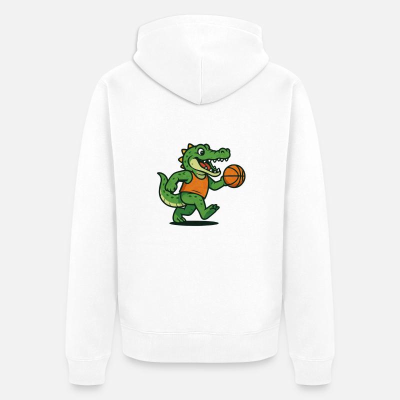 Ballon de basket crocodile - Veste à capuche bio Premium Unisexe - blanc