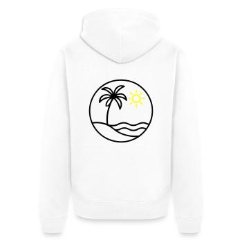 Palme Ozean Insel - Unisex Premium Bio Zip Hoodie - Weiß - Hinten - Thijin (182cm)