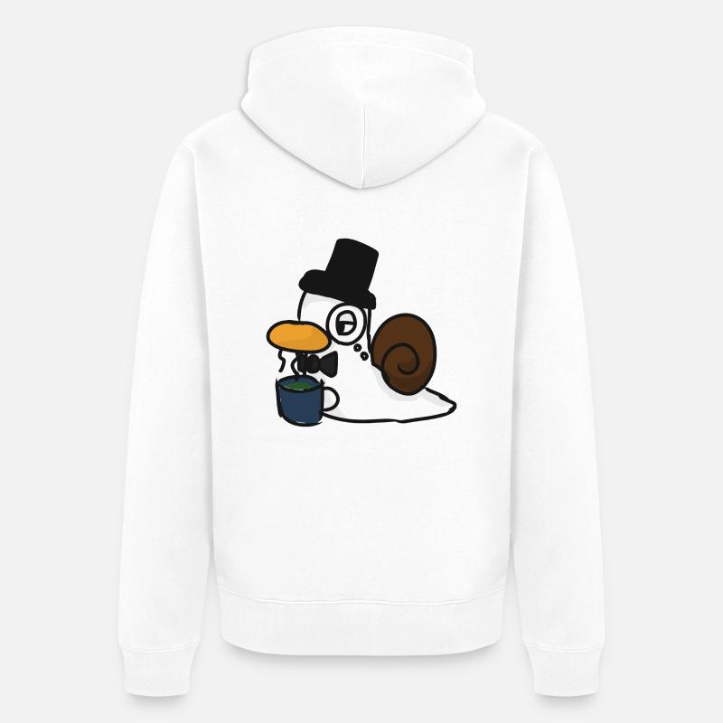 Schnente Monokel-Teezeit - Unisex Premium Bio Zip Hoodie - Weiß