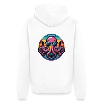 Oktopus Cool Comic - Unisex Premium Bio Zip Hoodie - Weiß - Hinten - Thijin (182cm)