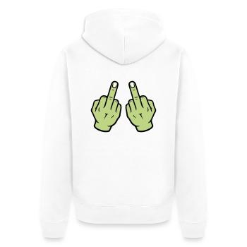 Main du majeur - Veste à capuche bio Premium Unisexe - blanc - Dos - Thijin (182cm)