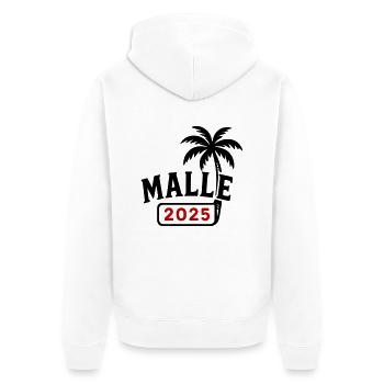 Malle 2025 - Unisex Premium Bio Zip Hoodie - Weiß - Hinten - Thijin (182cm)