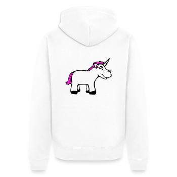 Einhorn Pink Lustig Lächeln Grinsen Cartoon Comic - Unisex Premium Bio Zip Hoodie - Weiß - Hinten - Thijin (182cm)