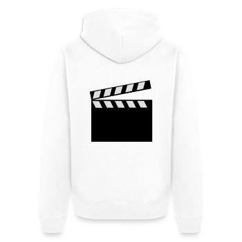 Filmklappe - Unisex Premium Bio Zip Hoodie - Weiß - Hinten - Thijin (182cm)