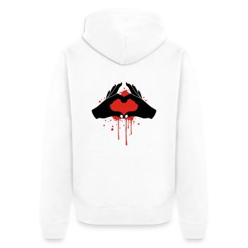 Love Hands - Unisex Premium Bio Zip Hoodie - Weiß - Hinten - Thijin (182cm)