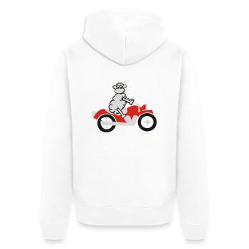 sheep_motorrad_2 - Unisex Premium Organic Zip Hoodie - white - Back - Thijin (182cm)