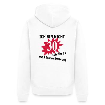 Geburtstag Birthday - 30. - Unisex Premium Bio Zip Hoodie - Weiß - Hinten - Thijin (182cm)