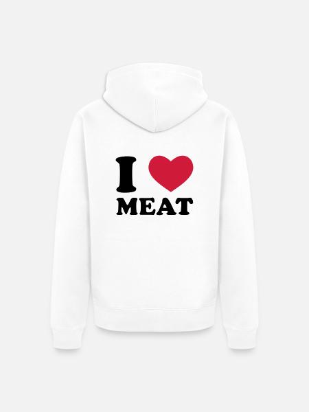 I Love Meat - Unisex Premium Bio Zip Hoodie - Weiß
