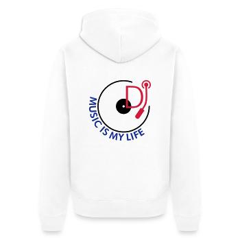 DJ music is my life - Unisex Premium Organic Zip Hoodie - white - Back - Thijin (182cm)