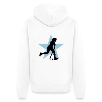 hockey_woman_c_2c - Veste à capuche bio Premium Unisexe - blanc - Dos - Thijin (182cm)