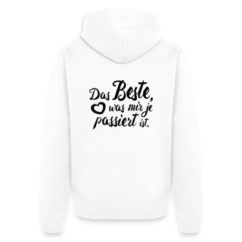 Du bist das Beste! - Unisex Premium Bio Zip Hoodie - Weiß - Hinten - Thijin (182cm)