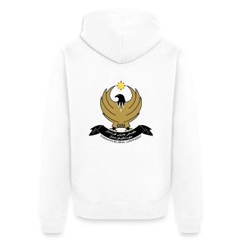 Iraqi Kurdistan Coat of Arms - Unisex Premium Organic Zip Hoodie - white - Back - Thijin (182cm)