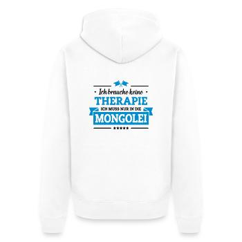Nur in die Mongolei - Unisex Premium Bio Zip Hoodie - Weiß - Hinten - Thijin (182cm)