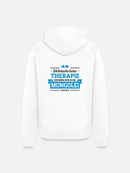 Nur in die Mongolei - Unisex Premium Bio Zip Hoodie - Weiß