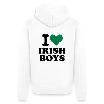 I love Irish Boys - Unisex Premium Bio Zip Hoodie - Weiß - Hinten - Thijin (182cm)