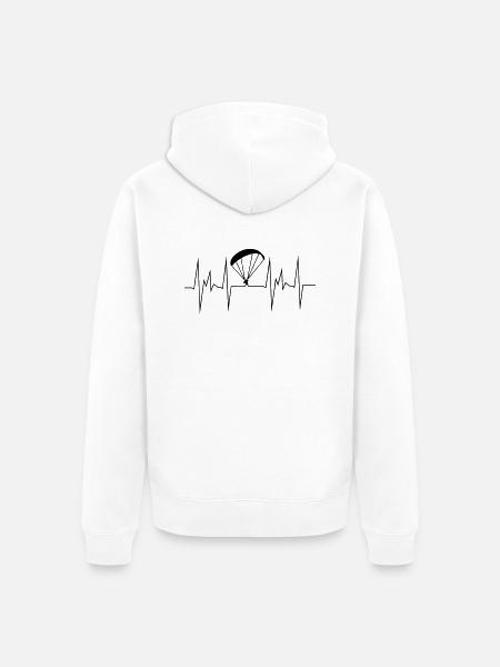 herzschlag gleitschirm - Unisex Premium Bio Zip Hoodie - Weiß