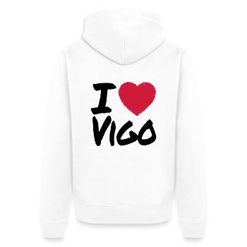 I Love Vigo - Unisex Premium Bio Zip Hoodie - Weiß - Hinten - Thijin (182cm)