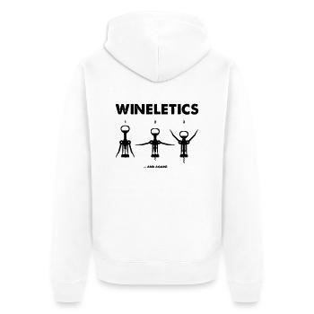 Wineletics - Wine Workout - Unisex Premium Bio Zip Hoodie - Weiß - Hinten - Thijin (182cm)