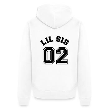 Lil Sis 02 - Little Sister - Unisex Premium Organic Zip Hoodie - white - Back - Thijin (182cm)