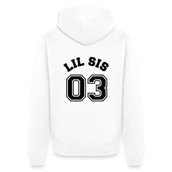 Lil Sis 03 - Little Sister - Unisex Premium Organic Zip Hoodie - white - Back - Thijin (182cm)