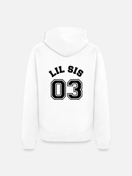 Lil Sis 03 - Little Sister - Unisex Premium Organic Zip Hoodie - white
