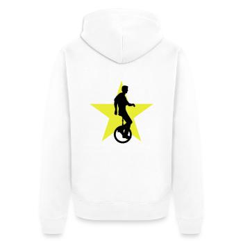 einradfahrer_2c - Unisex Premium Organic Zip Hoodie - white - Back - Thijin (182cm)